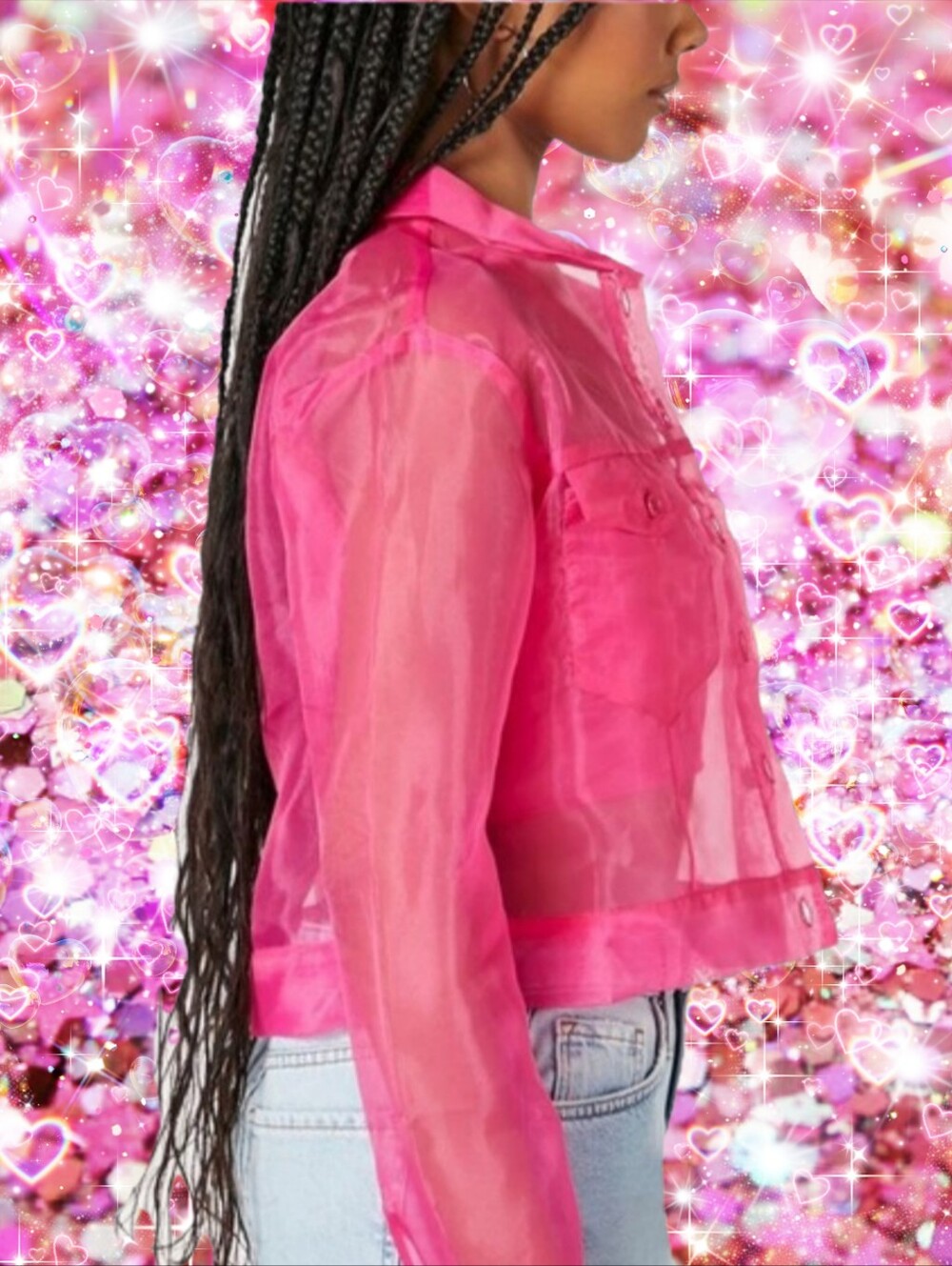 ๐โจ๏ธ Barbie ร Forever 21 Sheer Organza Bomber Jacket, Size M - Picture 5 of 11